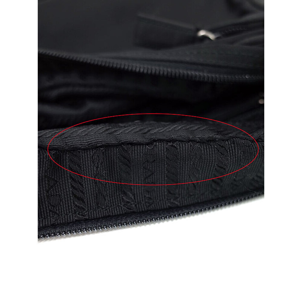 Prada Tessuto shoulder bag leather trim enameled triangle logo Black - Picture 5 of 9